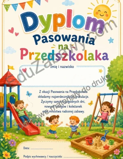 Dyplomy pasowania na przedszkolaka (pionowe) 39