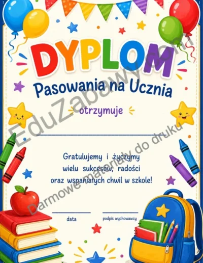 Dyplomy pasowania na ucznia (pionowe) 38