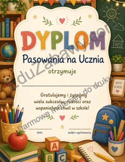 Dyplomy pasowania na ucznia (pionowe) 40