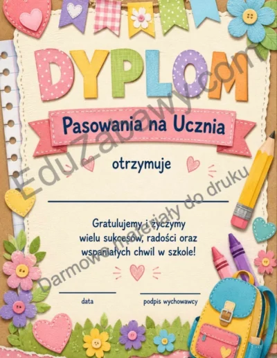 Dyplomy pasowania na ucznia (pionowe) 39