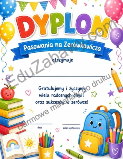 Dyplomy pasowania na zerówkowicza (pionowe) 38