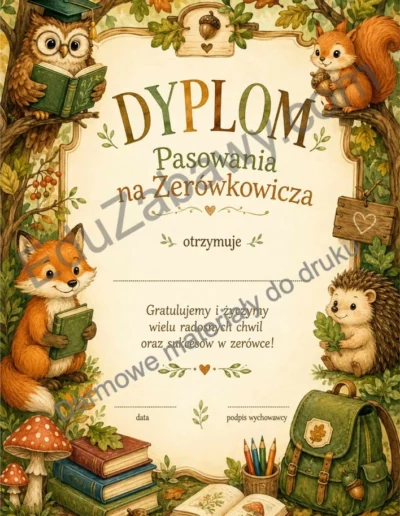 Dyplomy pasowania na zerówkowicza (pionowe) 40