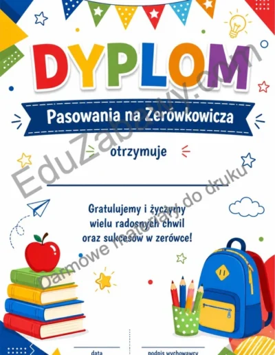 Dyplomy pasowania na zerówkowicza (pionowe) 39