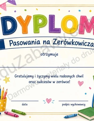 Dyplomy pasowania na zerówkowicza (poziome) 38