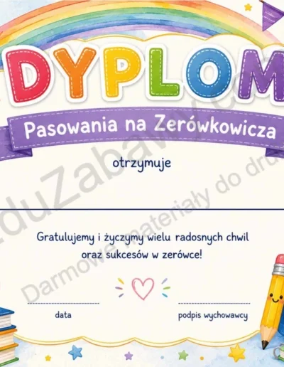 Dyplomy pasowania na zerówkowicza (poziome) 40