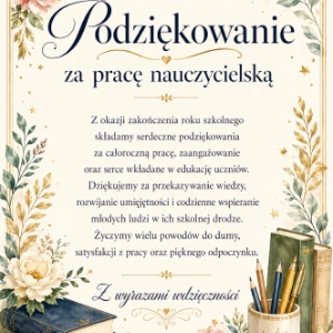 Podziękowania na zakończenie roku