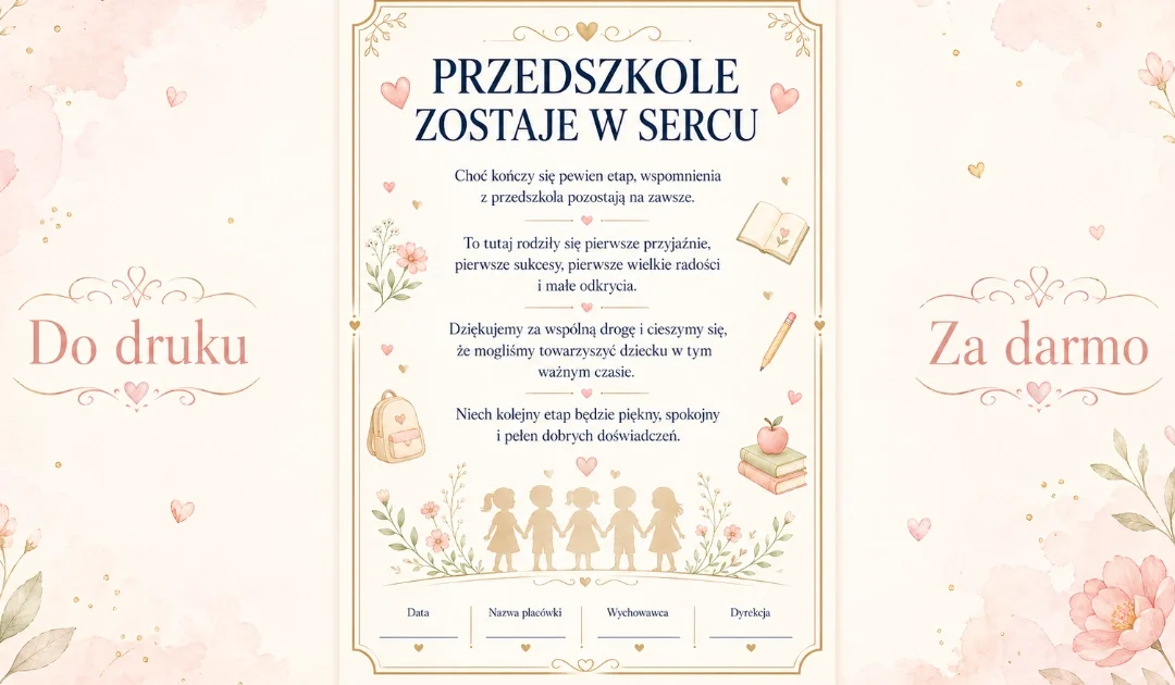 Wkładka na pożegnanie przedszkola: Przedszkole zostaje w sercu