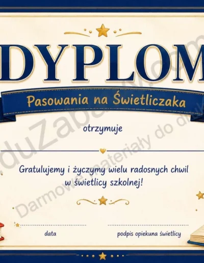 Dyplomy pasowania na świetliczaka (poziome) 38
