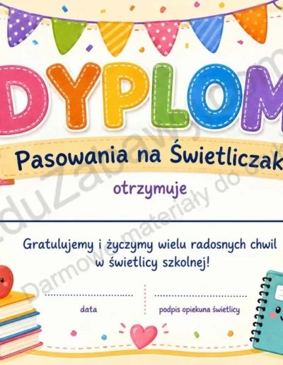 Dyplomy pasowania na świetliczaka (poziome) 41