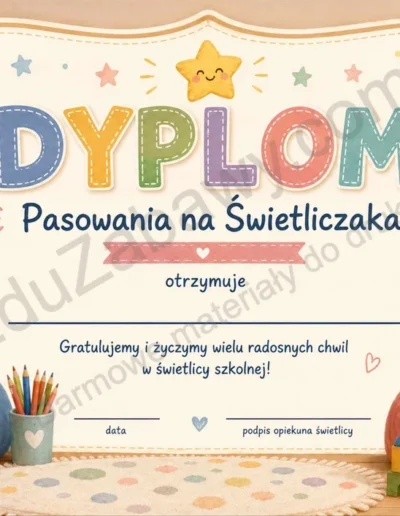 Dyplomy pasowania na świetliczaka (poziome) 40
