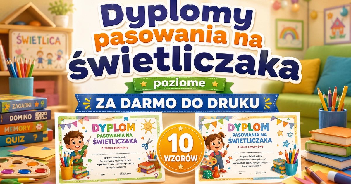 Dyplomy pasowania na świetliczaka (poziome)