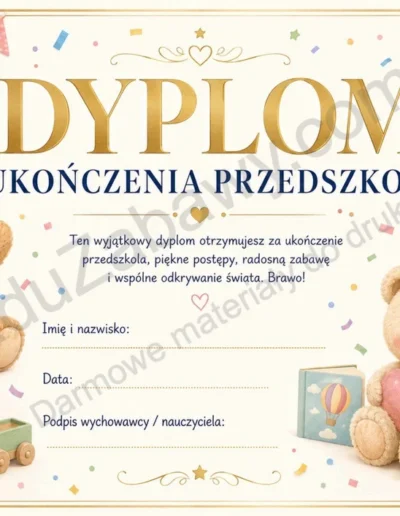 Dyplomy ukończenia przedszkola (poziome) 41