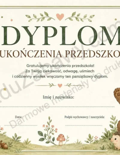 Dyplomy ukończenia przedszkola (poziome) 40