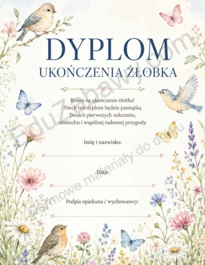 Dyplomy ukończenia żłobka (pionowe) 40