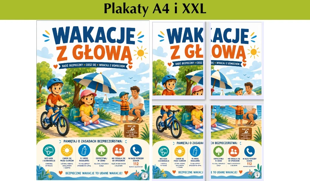 Plakat A4 i XXL: Wakacje z głową