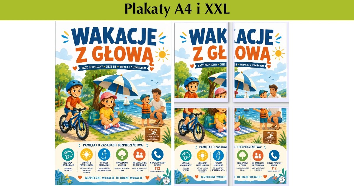 Plakat A4 i XXL: Wakacje z głową