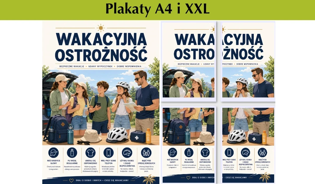 Plakat A4 i XXL: Wakacyjna ostrożność