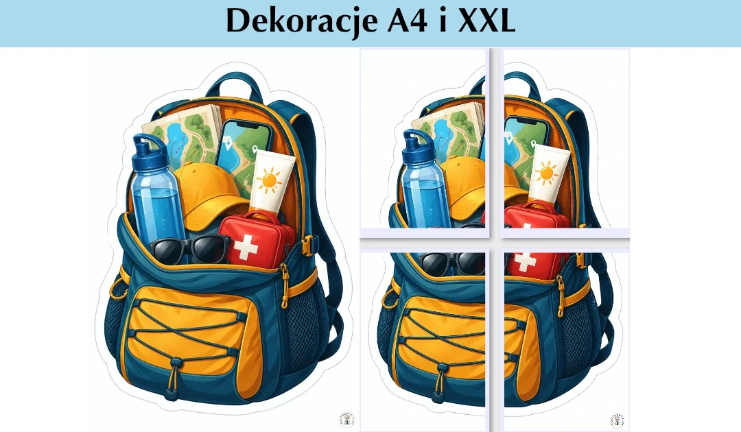 Dekoracje A4 i XXL: Wakacyjny plecak