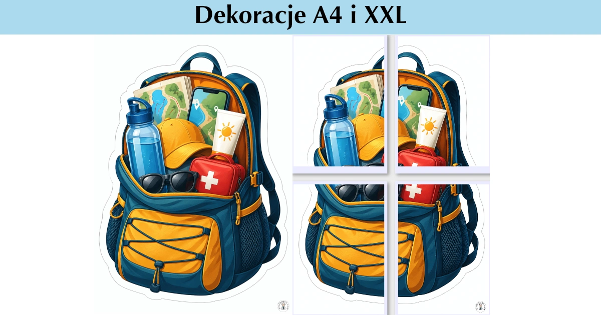 Dekoracje A4 i XXL: Wakacyjny plecak