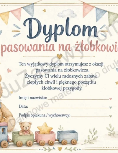 Dyplomy pasowania na żłobkowicza (poziome) 41