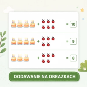 Generator kart pracy: Dodawanie na obrazkach