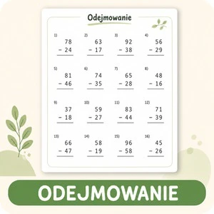 Generator kart pracy: Odejmowanie
