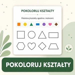 Generator kart pracy: Pokoloruj kształty