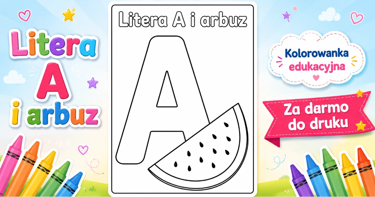 Kolorowanka Litera A i arbuz