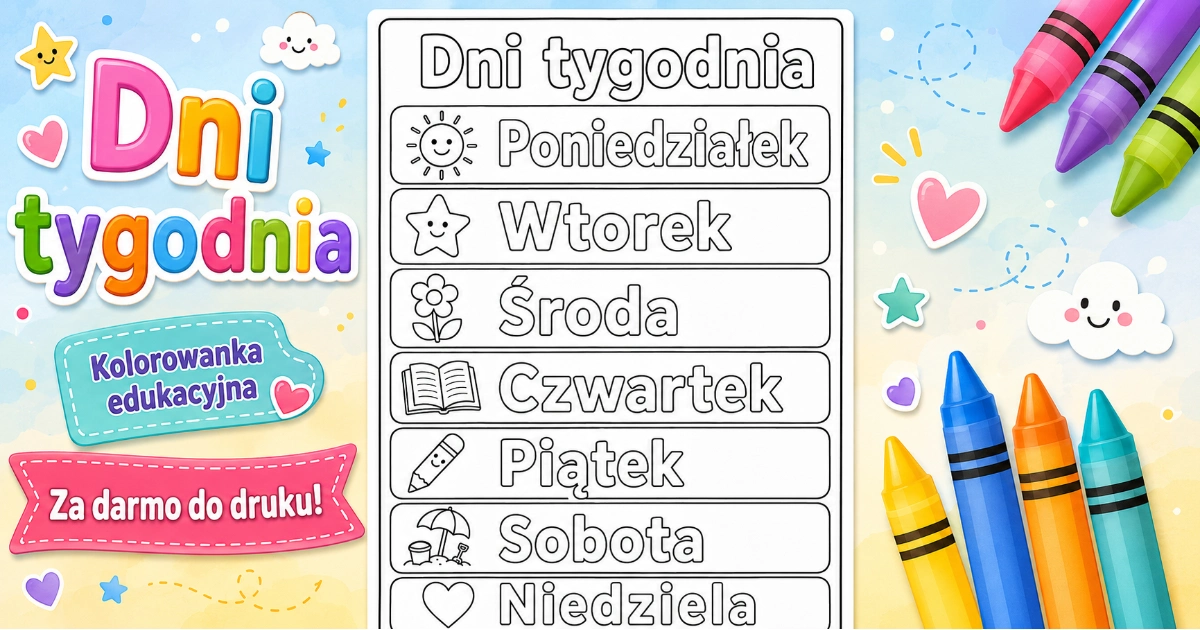 Kolorowanka Dni tygodnia