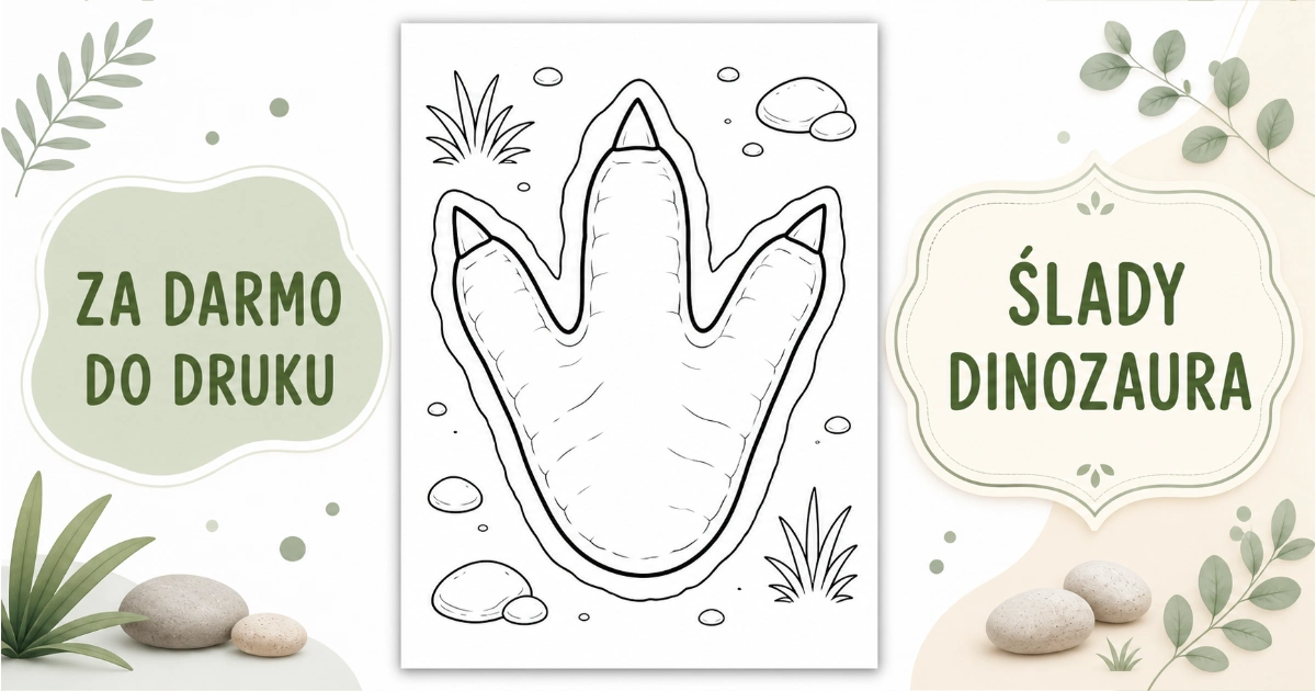 Kolorowanka Ślady dinozaura do druku