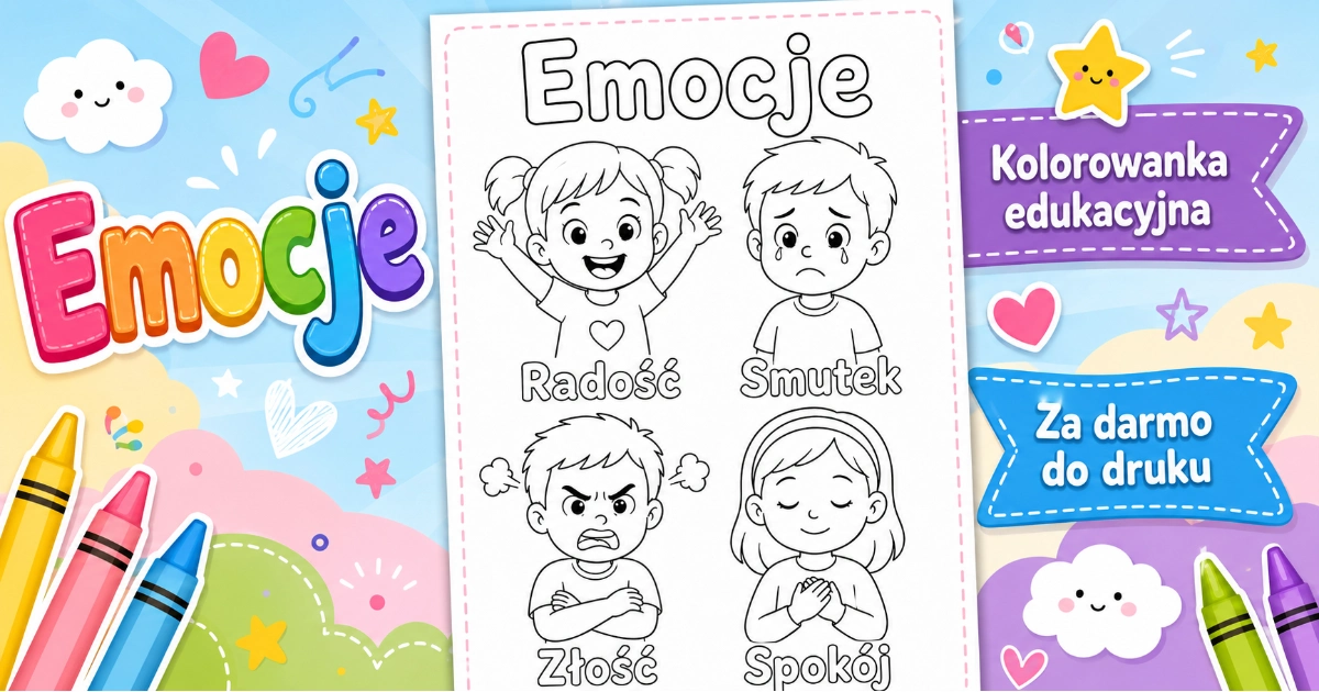 Kolorowanka Emocje: radość, smutek, złość, spokój