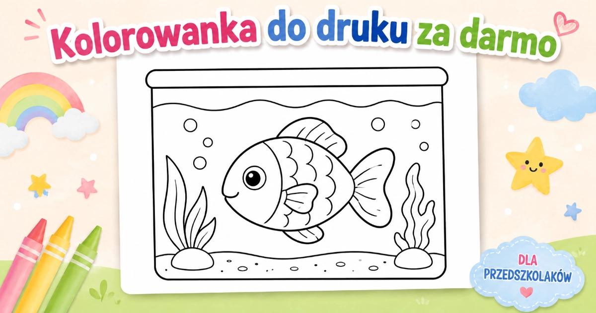 Kolorowanka Rybka w akwarium do druku