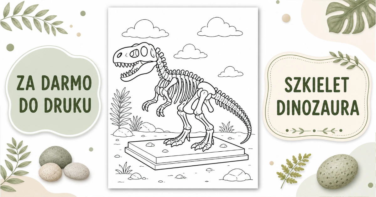 Kolorowanka: Szkielet dinozaura do druku