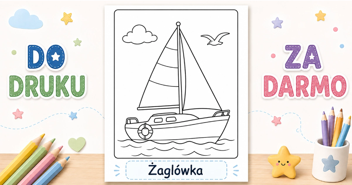 Kolorowanka Żaglówka do druku