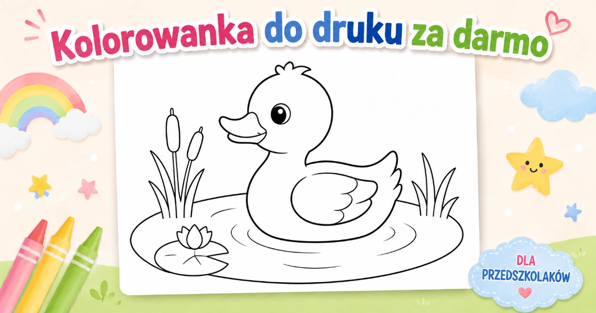 Kolorowanka Kaczuszka na stawie do druku