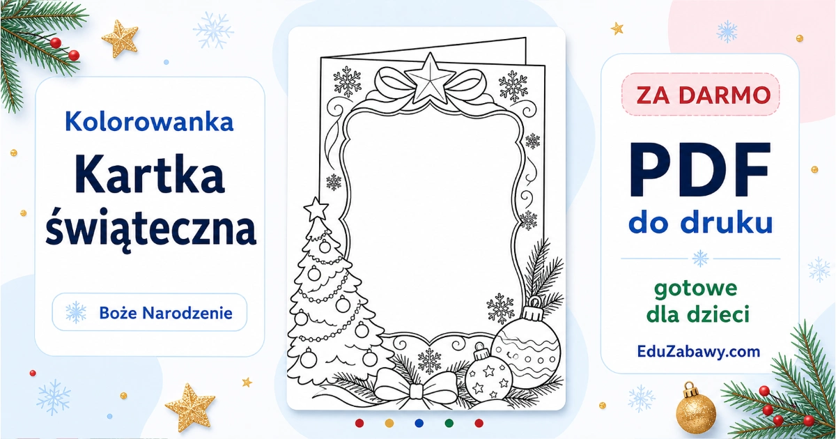Kolorowanka: Kartka świąteczna do pokolorowania do druku