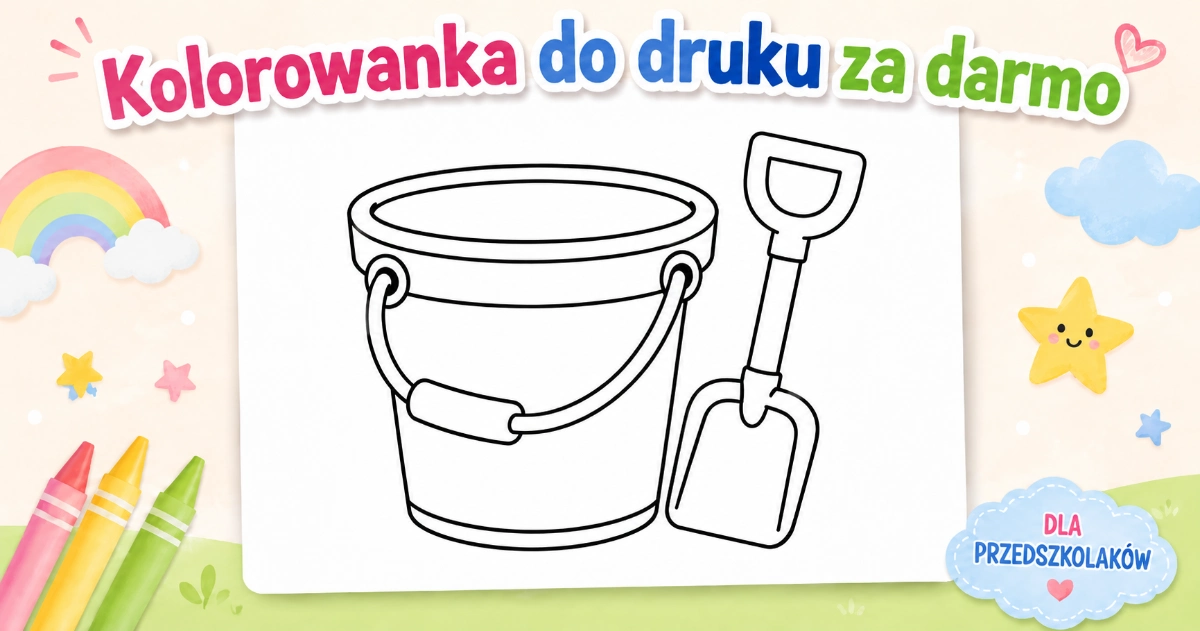 Kolorowanka Wiaderko i łopatka do druku