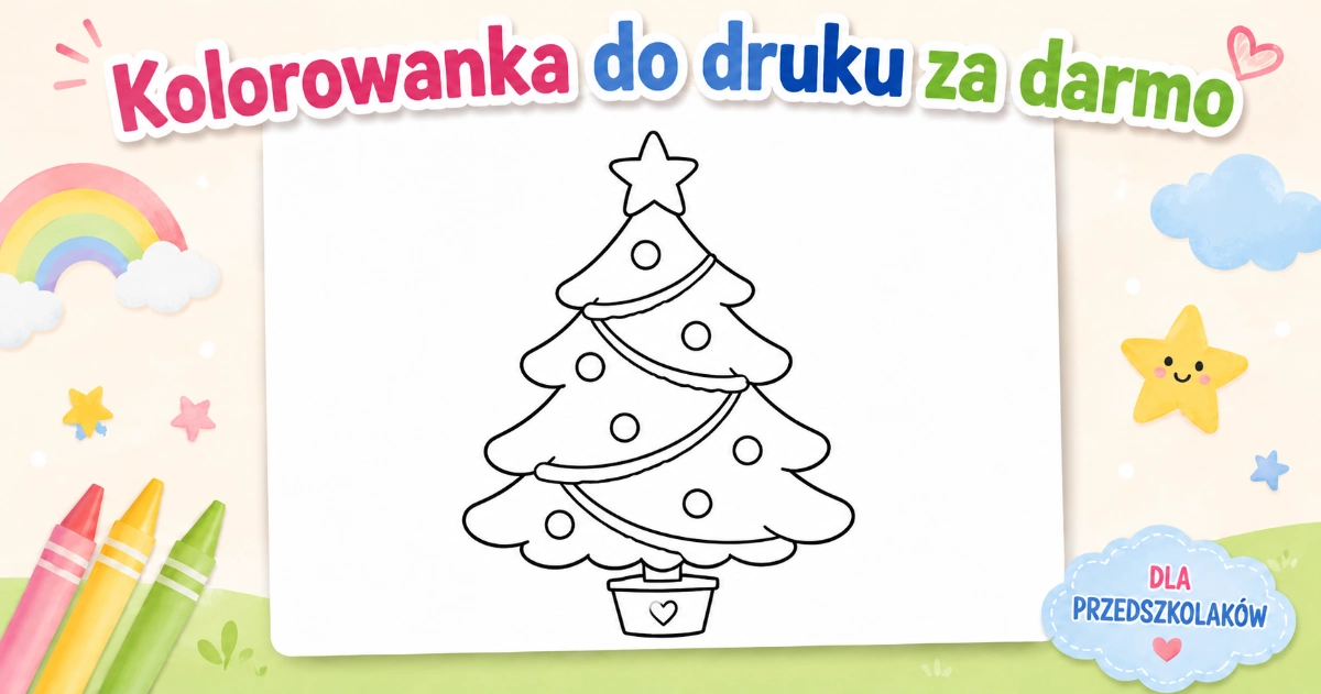 Kolorowanka Prosta choinka do druku