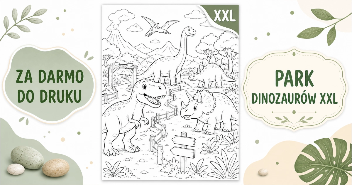 Kolorowanka Park dinozaurów XXL do druku