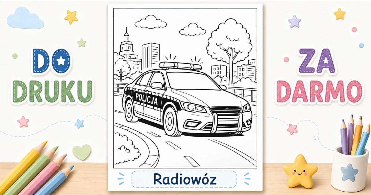 Kolorowanka Radiowóz do druku