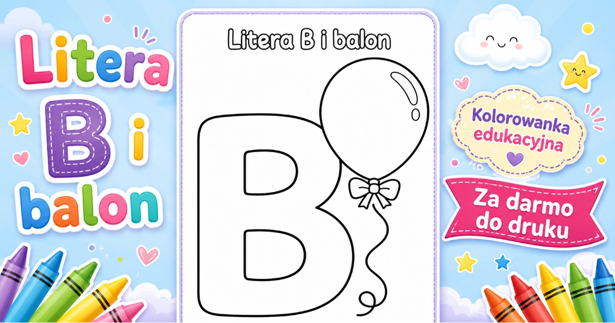 Kolorowanka Litera B i balon