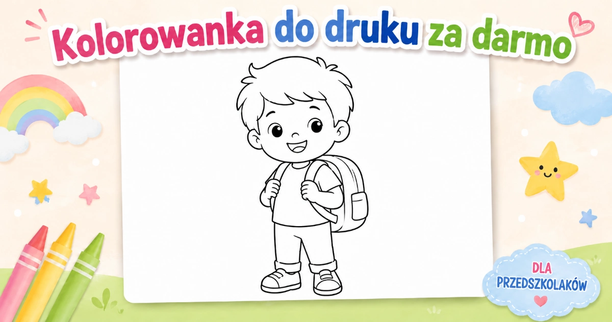 Kolorowanka Przedszkolak z plecakiem do druku