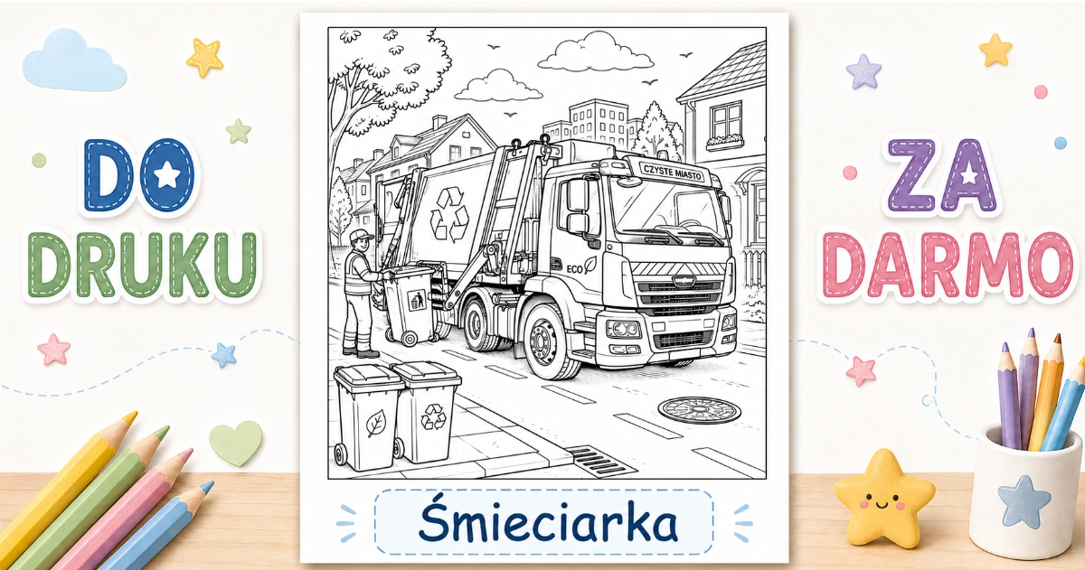 Kolorowanka Śmieciarka do druku