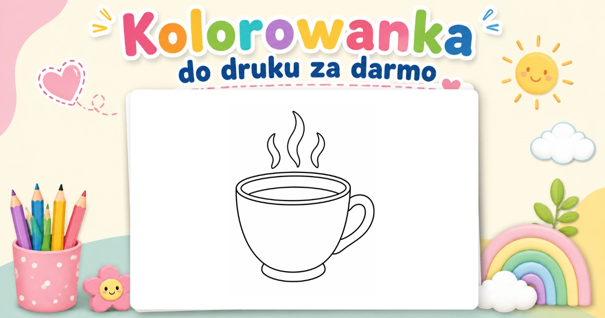 Kolorowanka Kubek z herbatą do druku