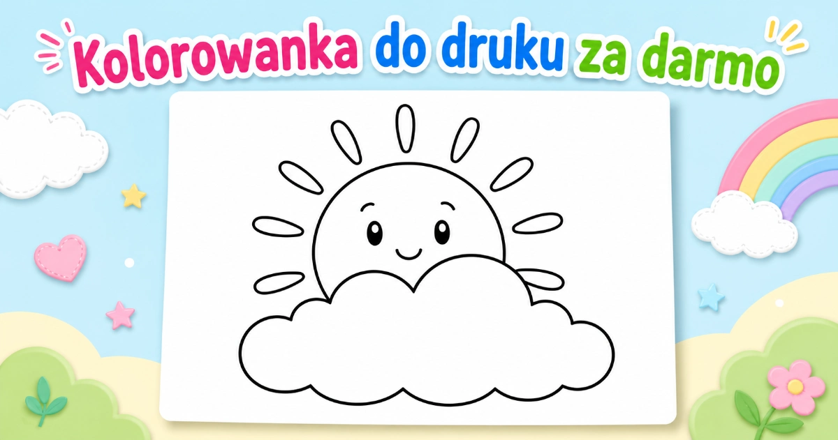 Kolorowanka Słońce i chmurka do druku