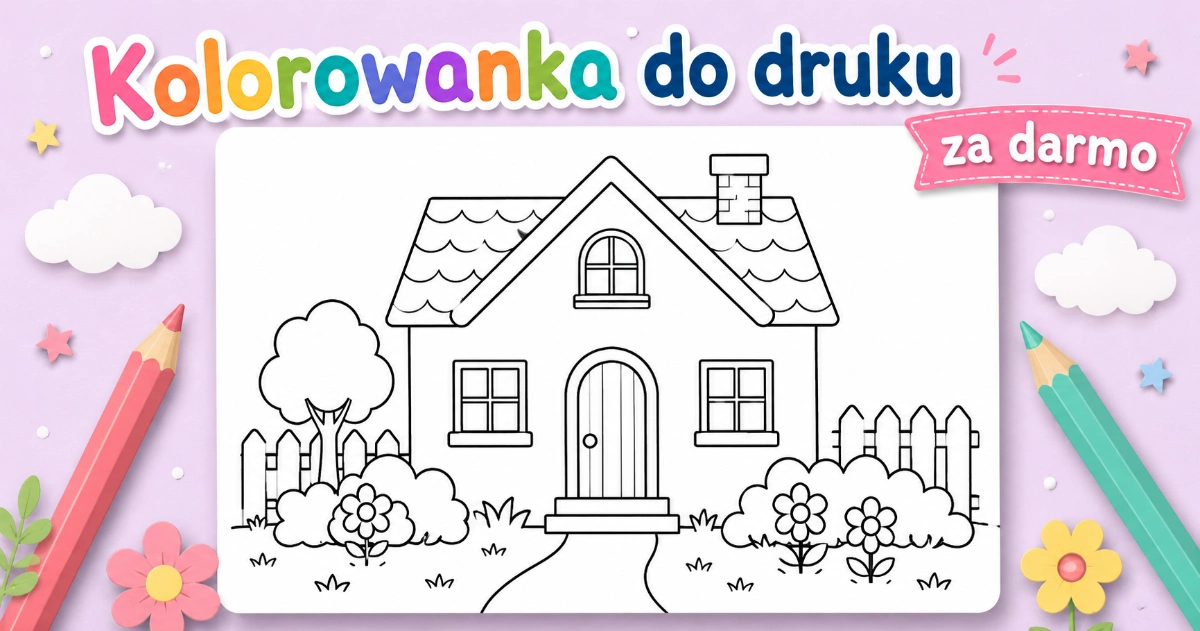 Kolorowanka Domek z ogródkiem do druku