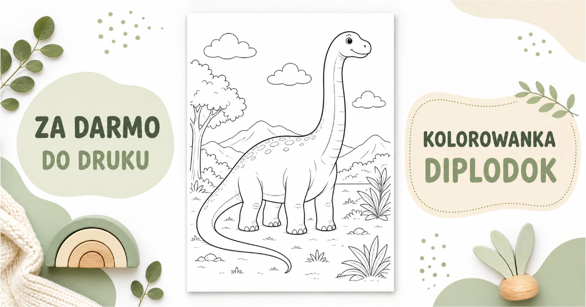 Kolorowanka: Diplodok do druku