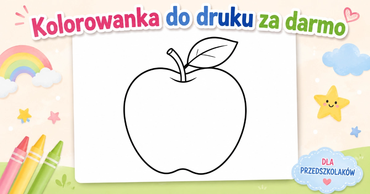 Kolorowanka Jabłko z listkiem do druku