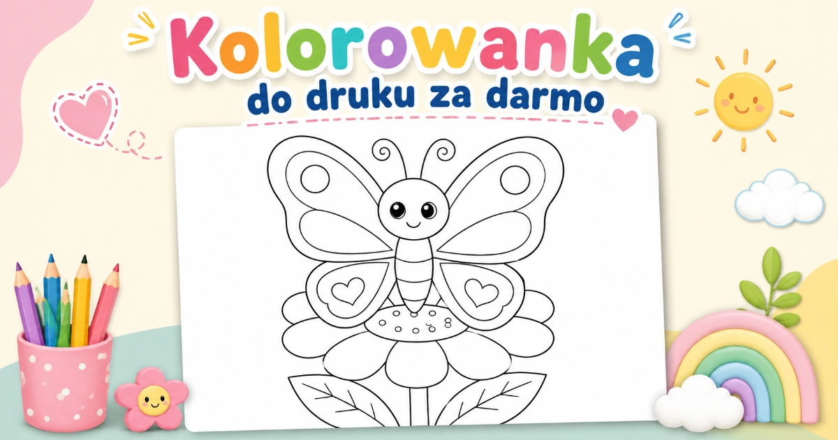 Kolorowanka Motyl na kwiatku do druku