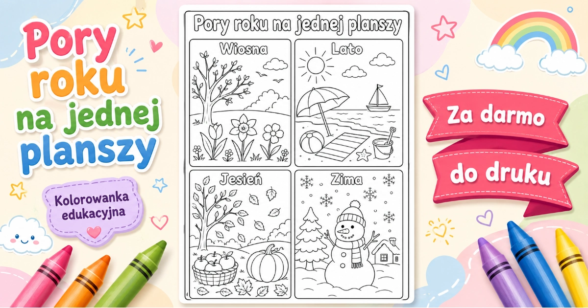 Kolorowanka Pory roku na jednej planszy